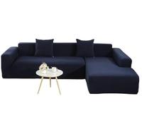 YOPOIY Sectional Couch Covers with Free 2 Pillowcases, Stretch L Shape Sofa Covers 2 Pieces Sectional Slipcovers Soft Washable Pet Furniture Protector (navy blue,3+2 Seat)