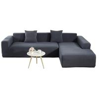 YOPOIY Sectional Couch Covers with Free 2 Pillowcases, Stretch L Shape Sofa Covers 2 Pieces Sectional Slipcovers Soft Washable Pet Furniture Protector (dark gray,3+2 Seat)