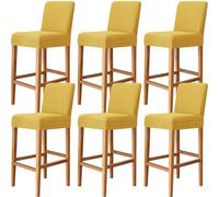 YOPOIY Stretch Bar Stool Chair Covers with Backs, Cat Scratch Proof BarStool Chair Slipcovers Washable Bar Chair Covers Removable Barstool Protector (Yellow,6 Pack)