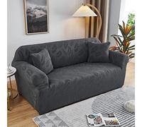 YOPOIY Stretch Jacquard Damask Couch Covers Form Fit Polyester Spandex Machine Washable Sofa Slipcover Elegant Living Room Decor for Kids -dark grey-4 seater(235-310cm)