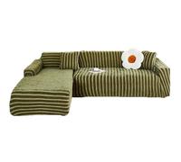 YOPOIY Stretch Sofa Covers for Sectional Sofa, 2-Piece Non Slip Sectional Couch Slipcovers with Chaise Lounge Cover L Shaped for Dogs for Living Room (green,3+2 Seater)