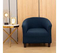 YOPOIY Stretch Spandex Tub Chair Cover Jacquard solid color small check Club Chair cover single seat armchair slipcovers for Study Bar Counter Living Room -dark blue
