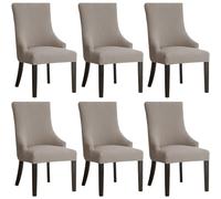 YOPOIY Stretch Wingback Dining Chair Covers with Arms Set of 6 4 2, High Back Slipcovers for Curved Back Chairs, Soft Washable Textured Furniture Protector (Khaki,6 PCS)