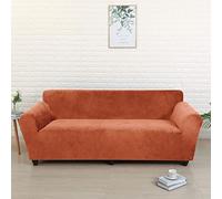 YOPOIY Velvet Couch Covers, High Stretch Sofa Cover Soft Non Slip Sofa Slipcover Washable Living Room Furniture Protector for Dogs Pet -orange-3 Seater(185-230cm)