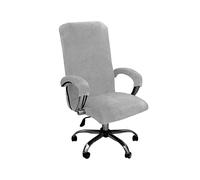 YOPOIY Velvet Office Chair Cover, Stretchable Rotating Chair Slipcovers Universal Computer Chair Slipcover with Zipper Washable Office Chair Cover with Arm Covers -light grey-Large
