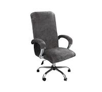 YOPOIY Velvet Office Chair Cover, Stretchable Rotating Chair Slipcovers Universal Computer Chair Slipcover with Zipper Washable Office Chair Cover with Arm Covers -dark grey-Middle
