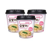 Yopokki Carbonara Topokki 3 x 120g Cup Pack - Instant Chewy Korean Rice Cake Snack
