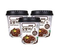 Yopokki Halal Jjajang Topokki 3 x 120g Cup Pack - Instant Chewy Korean Rice Cake Snack