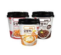 Yopokki Pack of 3 - Assorted pack (Cheese, Sweet & Spicy, Jjajang) Rice Cake Cup Topokki Tteokbokki - Instant Korean Snacks Food