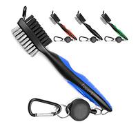 Yoport Golf Brush and Club Groove Cleaner 2 Ft Retractable Zip-line Aluminum Carabiner, Lightweight and Stylish, Ergonomic Design, Easily Attaches to Golf Bag (Blue+Black)
