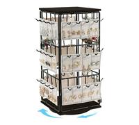 YOPOTIKA Rotating Earring Holder Organizer, Pegboard Jewelry Display Stand with 48 Hooks and Wooden Base, Earring Storage Organiser Ideal for Vendors Craft Fairs and Bracelet