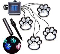 YOPOTIKA Solar Paw Print Lights, LED Solar Lights (Set of 4) Cat Dog Animal Solar String Lights Outdoor Decoration, Waterproof Garden Lights for Garden Patio Yard Decor Walkway