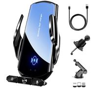 YOPOTIKA Wireless Car Charger, 15W Fast Qi Charging, Car Phone Holder Mount, Auto Clamping, Fit for iPhone Android All Smartphones
