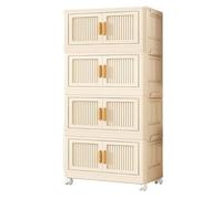 Yopption 4 Tier Stackable Storage Bins Folding Storage Boxes with Lid and Wheels Storage Organizer for Bedroom Living Room Study Office for Home Bedroom Kitchen,Party, Office, Dorm