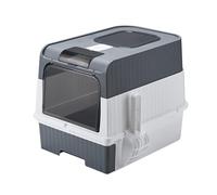 Yopption Cat Litter Box litter tray with Lid Extra Large Cat Toilet Covered Litter Box with Top Entry Fully Enclosed Litter Pan Slide- Out Tray with Scoop Easy No Smell Kitty Toilet, Grey