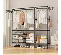 Yopption Heavy Duty Clothing Rail,Freestanding Wardrobe Storage Rack Closet Organizer Multi-Functional Hanger With Hanging Clothing Rail, Shoe Rack, Storage Shelves for Bedroom,Office,Shop