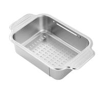 Yopption Stainless Steel Colander,Micro Perforated Colander With Handle, Expandable 34.2-44cm Over The Sink Dish Drying Rack Stainless Steel Drainer Basket for Vegetables Fruits sink strainer