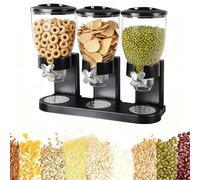 Yopption Triple Cereal Dispenser Countertop, 6L Dry Food Storage Containers with Airtight Lids, Mess-Free Food Dispenser for Rice, Nuts, Candy, Oatmeal, Pet Food - 17.3x6.3x13.8 Inches