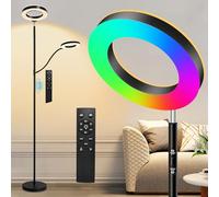 YOPSTAR RGB Floor Lamp, 36W/3600LM Super Bright Modern Tall Standing Lamp, 3 Color Temperatures Torchiere Sky Lamp with Dimmable Reading Light, Remote & Touch Control for Living Room, Bedroom, Office