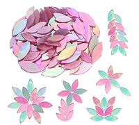 Yoption 100 Pieces Iridescent Glass Petal Mosaic Tiles, Hand-Cut Pink Stained Glass Flower Leaf Mosaic Tiles for Crafts and Home Decorations (Iridescent Pink)
