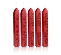 Yoption 5 Pcs Metallic Red Sealing Wax Sticks with Wicks for Wax Seal Stamp, Wedding Invitations, Envelopes, Gifts Sealing