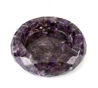 Yoption Amethyst Crystal Ashtray for Outdoor Patio, Home Decor - Round | Resin with Tumbled Chip Stones Ashtray for Living Room, Office, Tabletop Decoration