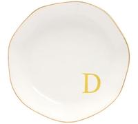 Yoqanr Ceramic Jewelry Tray Initial Ring Dish Personalized D-Monogrammed Engagement Wedding Gifts, for Birthday Mother's Day Christmas for Women, Ceramic White 4.75" (D)