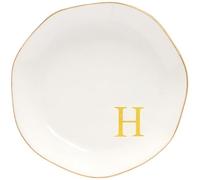 Yoqanr Ceramic Jewelry Tray Initial Ring Dish Personalized H-Monogrammed Engagement Wedding Gifts, for Birthday Mother's Day Christmas for Women, Ceramic White 4.75" (H)