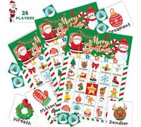 Yoqipati 45PCS Christmas Bingo Game Cards for 24 Players Christmas Bingo Games for Classroom Activities Family Party Favors Xmas Gifts Holiday Supplies