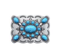 YOQUCOL American Western Cowboy Indian Elements Vintage Turquoise Belt Buckle For Men, B, Medium