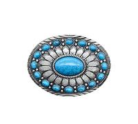 YOQUCOL American Western Cowboy Indian Elements Vintage Turquoise Belt Buckle For Men, D, Medium