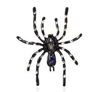 YOQUCOL Black Enamel Spider Shape Halloween Brooch Pin for Women Rhinestone Zirconia Crystal Brooch Costume Accessories