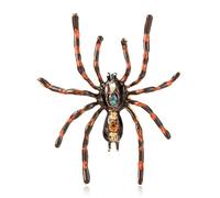 YOQUCOL Brown Enamel Spider Shape Halloween Brooch Pin for Women Rhinestone Zirconia Crystal Brooch Costume Accessories