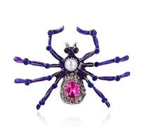 YOQUCOL Dark Purple Enamel Spider Shape Brooch for Women Rhinestone Zirconia Crystal Halloween Brooch Pins Costume Accessories