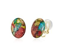 YOQUCOL Oval Natural Stone Trendy Clip On Stud Earrings for Women Non Pierced Statement Earrings Fashion Jewelry Gifts for Birthday Mother's Day, stone, no gemstone