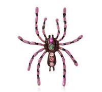 YOQUCOL Pink Enamel Spider Shape Halloween Brooch Pin for Women Rhinestone Zirconia Crystal Brooch Costume Accessories