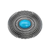 YOQUCOL Vintage Indian Elements American Western Cowboy Turquoise Belt Buckle For Men, Silver