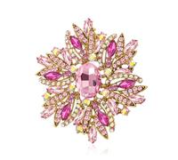 YOQUCOL Vintage Sunflower Shape Pink Crystal Large Brooch Pin Big Rhinestone Scarf Decoration Corsage Cloth Pin for Women