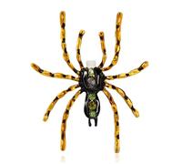 YOQUCOL Yellow Enamel Spider Shape Halloween Brooch Pin for Women Rhinestone Zirconia Crystal Brooch Costume Accessories