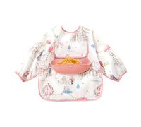 Yorajuy Baby Smock Bib,Toddler Waterproof Sleeved Bib with Catch Pocket | Full Coverage Feeding Shirt Clothes for Parents Travel Teething Playtime Painting Lead Weaning Picnics Daycare