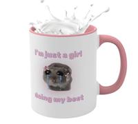 Yorajuy Sad Hamster Cup, Sad Hamster Coffee Mug, Cute Hamster Bow Tie Hamster Mug, 350ml Funny Tea and Coffee Ceramic Cup, Water Drinking Cup for Hot Cocoa, Wine, Milk, A