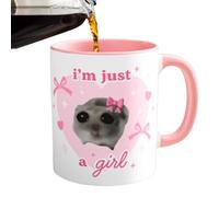 Yorajuy Sad Hamster Cup, Sad Hamster Coffee Mug, Cute Hamster Bow Tie Hamster Mug, 350ml Funny Tea and Coffee Ceramic Cup, Water Drinking Cup for Hot Cocoa, Wine, Milk, B