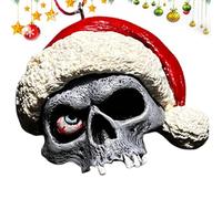 Yorajuy Santa Skull Christmas Decorations, Gothic Skull Christmas Tree Ornament, Creative Skull Resin Ornaments Christmas Tree Decorations, Cool Funny Resin Christmas Tree Ornaments