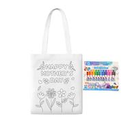 Yorajuy Tote Bags to Paint | Coloring Doodle Bag - Mother's Day Educational Art Craft with Paint Pens for Kids Ages 3+ Boys Girls Classroom Kindergarten Home Outdoor Travel