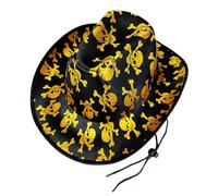 Yorajuy Western Cowgirl Hat - Skull Pattern Western Sun Hat with Lanyard,Dress up Accessory for Family Gathering Cosplay Party Birthday Festival Theater Performance School Plays Stage Show