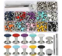 YORANYO 380 Sets 8MM Leather Rivets Kit Studs for Clothing Double Cap Rivets for Clothing Fabric Colorful Rivets with Leather Crafting Rivet Tool for Repair Decorate Clothes Shoes Bags Belt Dog Collar