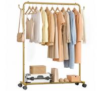 Yorbay Portable Clothes Rack for Bedroom: 4 Lockable Wheels Move Rooms | Smooth Rolls from Laundry to Closet in 1 Go - No Heavy Lifting for Renters & Movers - 88 lbs Hanging Rod for Coat to T-Shirt
