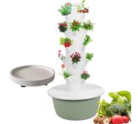 YORCME Soilless Growing Systems Patio Growing Tower Indoor Smart Hydroponics Tower - 20/28/36 Sites Auto-Cycling Pump Systems with Net Pots 9-Layer36Pots-HydroponicTower