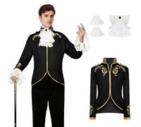 YORDET Men's Prince Costume Gothic Blazer Jacket Steampunk Tailcoat Coat Medieval Men's Tuxedo for Halloween Retro Cosplaye (Black, S)