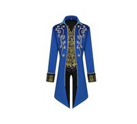 YORDET Men's Steampunk Tailcoat Medieval Retro Jacket Victorian Court Phnom Penh Embroidery Coat Vampire Costume Men for Adult (Blue, XL)